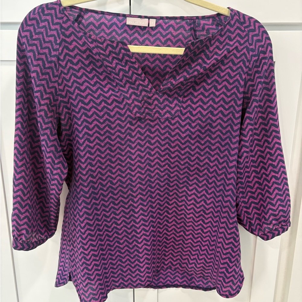 Stylish Women's Purple Zigzag Blouse